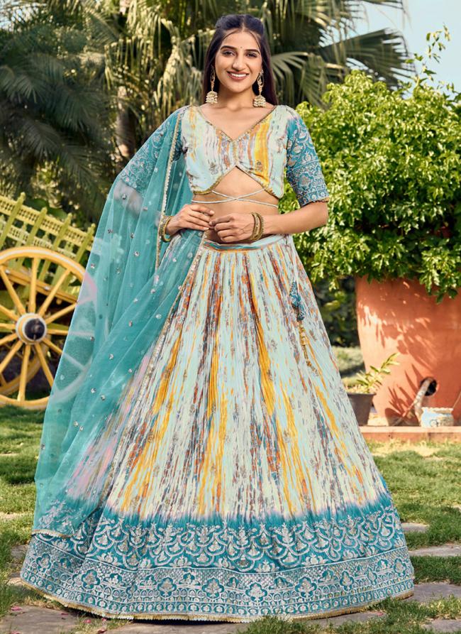 Chinon Rama Party Wear Digital Printed Lehenga Choli